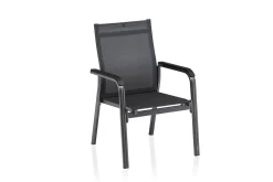 Outlet BasicPlus Premium Garten-Essgruppe, anthrazit, Alu/Spraystone, Tisch 180/240x90 cm, 6 Stapelsessel Garten-Essgruppen|Aluminium-Gartenmöbel