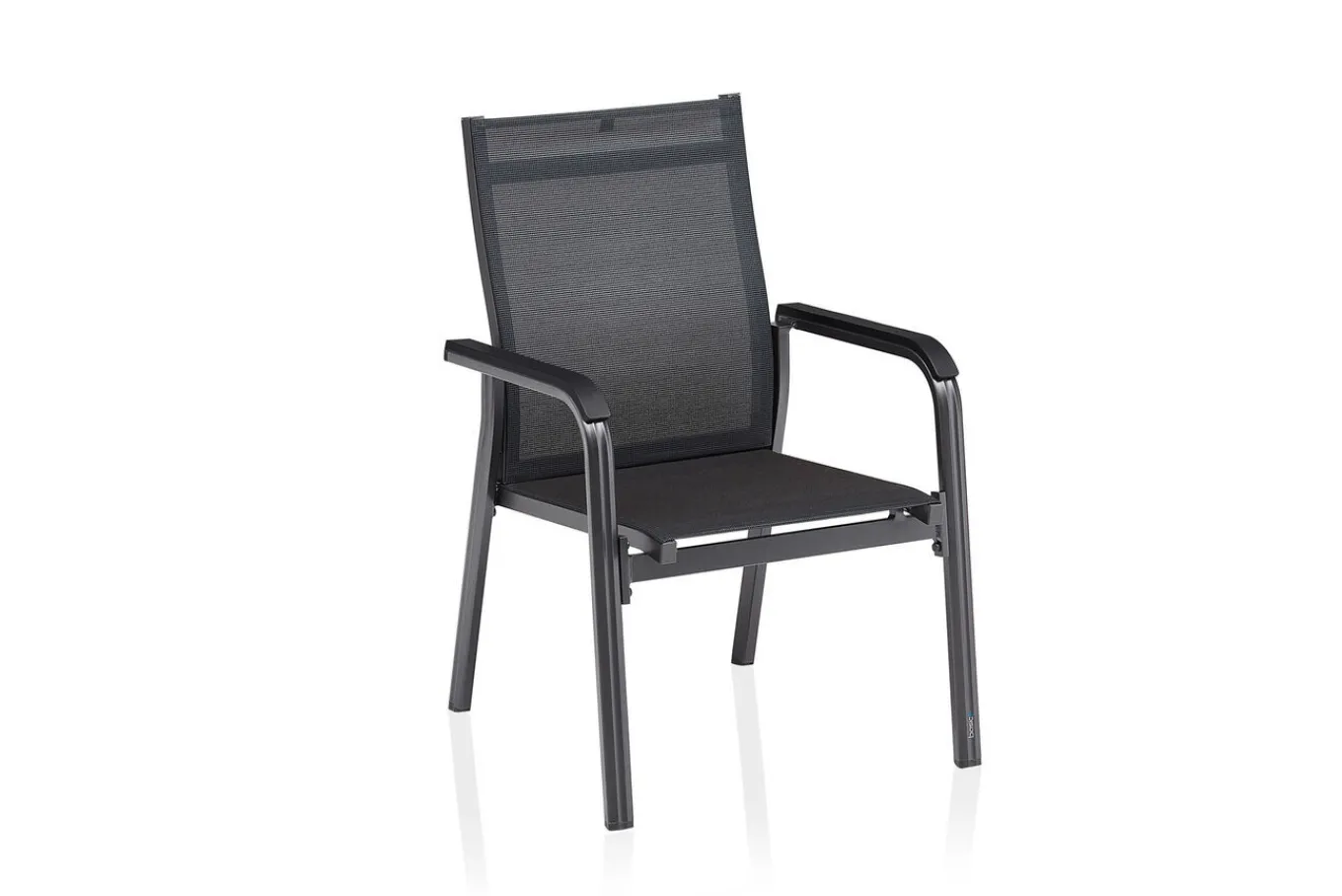 Outlet BasicPlus Premium Garten-Essgruppe, anthrazit, Alu/Spraystone, Tisch 180/240x90 cm, 6 Stapelsessel Garten-Essgruppen|Aluminium-Gartenmöbel