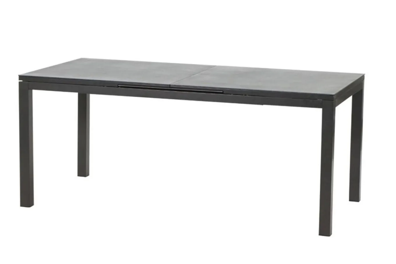 Outlet BasicPlus Premium Garten-Essgruppe, anthrazit, Alu/Spraystone, Tisch 180/240x90 cm, 6 Stapelsessel Garten-Essgruppen|Aluminium-Gartenmöbel