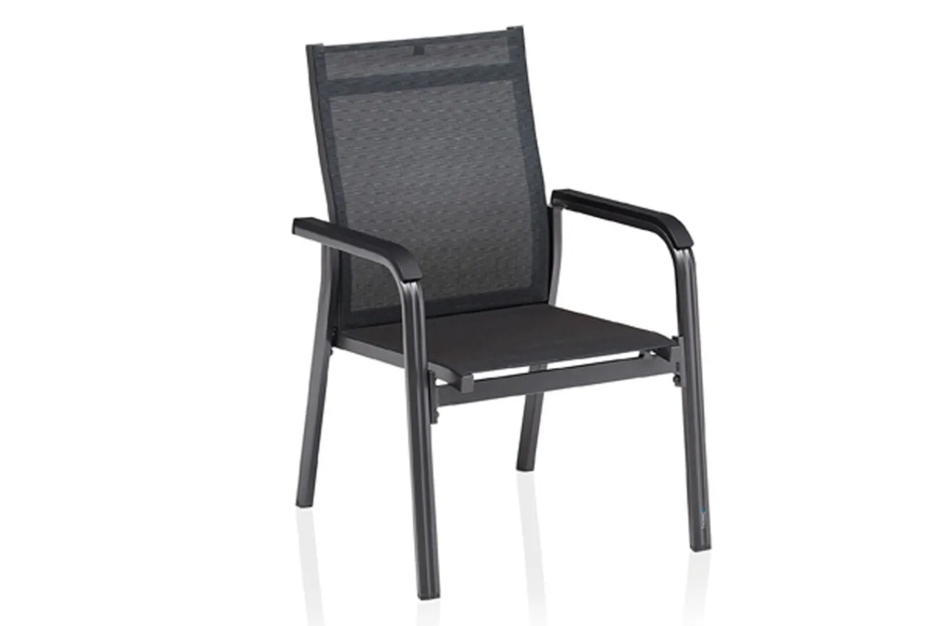 Discount BasicPlus Premium Garten-Essgruppe, anthrazit, Alu/Textilene, Tisch 180/240 cm, 6 Stapelsessel Garten-Essgruppen|Aluminium-Gartenmöbel