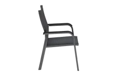 Discount BasicPlus Premium Garten-Essgruppe, anthrazit, Alu/Textilene, Tisch 180/240 cm, 6 Stapelsessel Garten-Essgruppen|Aluminium-Gartenmöbel