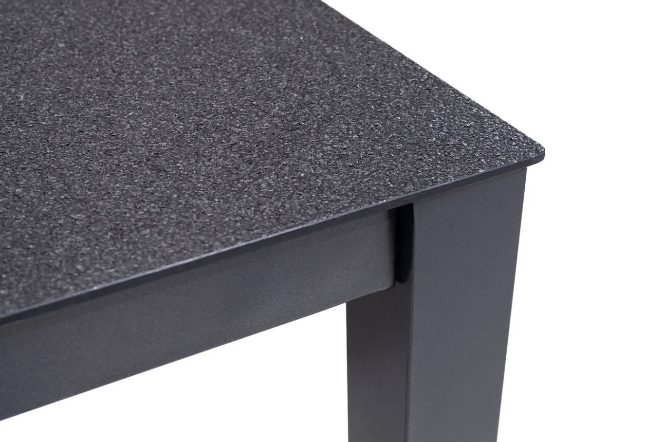 Discount BasicPlus Premium Garten-Essgruppe, anthrazit, Alu/Spraystone, Tisch 160x95 cm, 4 Stapelsessel Garten-Essgruppen|Aluminium-Gartenmöbel