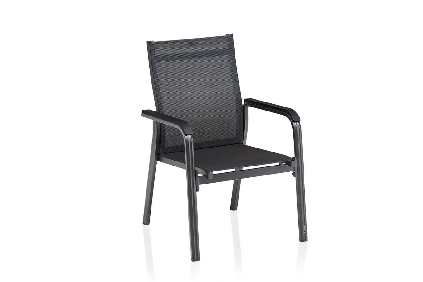 Outlet BasicPlus Premium Garten-Essgruppe, anthrazit, Alu/Spraystone, Tisch 160x95 cm, 6 Stapelsessel Garten-Essgruppen