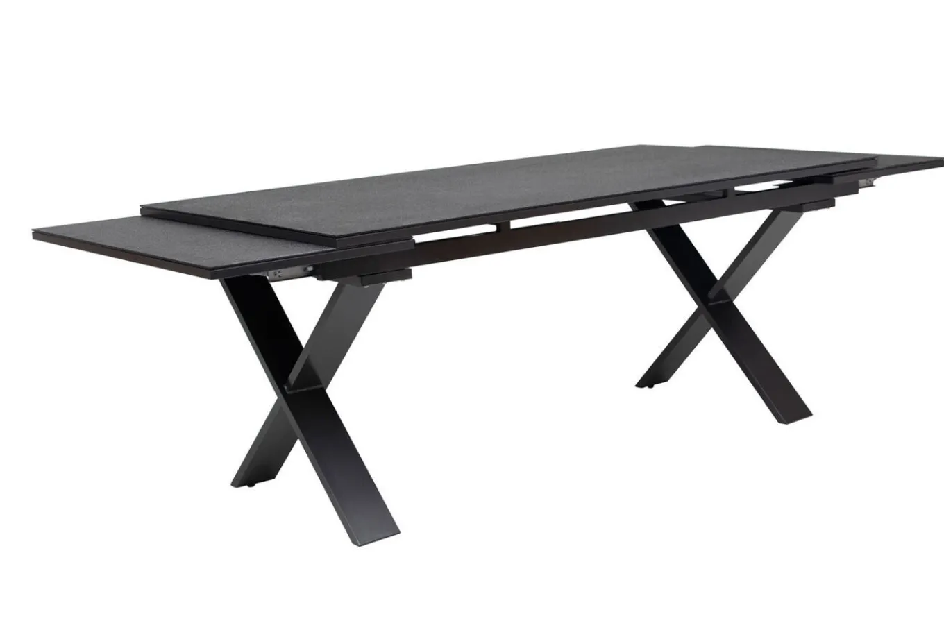 Clearance BasicPlus Premium Garten-Essgruppe, anthr., Alu/Spraystone, Tisch 180/280 cm, 10 Stapelsessel Garten-Essgruppen|Aluminium-Gartenmöbel