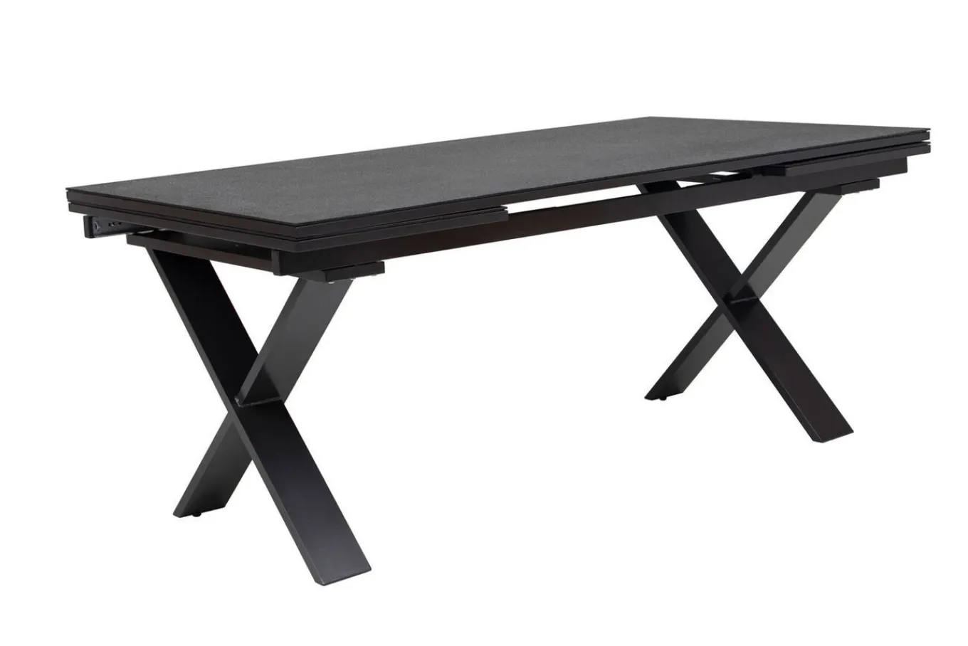 Clearance BasicPlus Premium Garten-Essgruppe, anthr., Alu/Spraystone, Tisch 180/280 cm, 10 Stapelsessel Garten-Essgruppen|Aluminium-Gartenmöbel