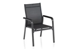 Best BasicPlus Premium Garten-Essgruppe, anthr., Alu/Spraystone, Tisch 180/280 cm, 8 Stapelsessel Garten-Essgruppen|Aluminium-Gartenmöbel