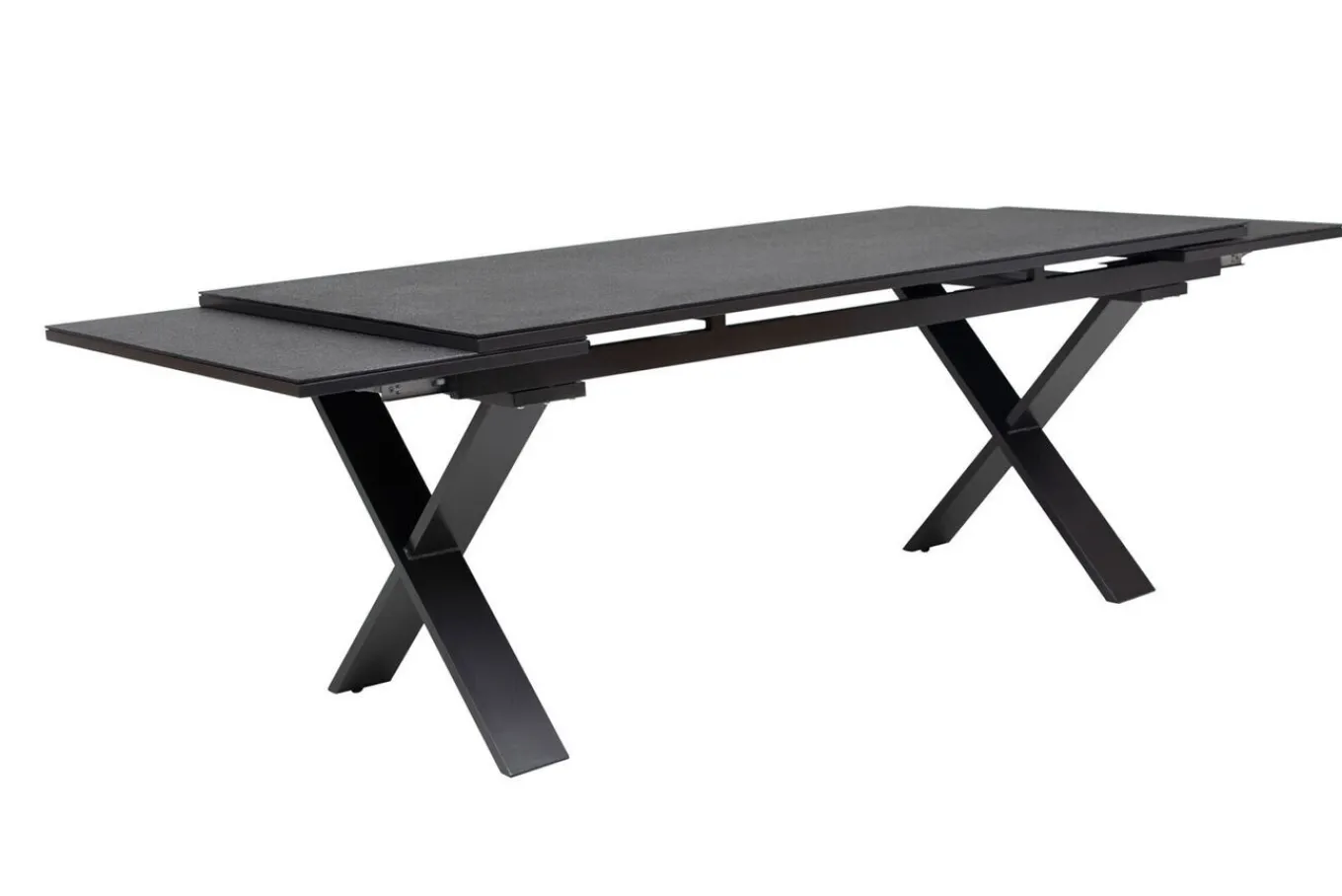 Best BasicPlus Premium Garten-Essgruppe, anthr., Alu/Spraystone, Tisch 180/280 cm, 8 Stapelsessel Garten-Essgruppen|Aluminium-Gartenmöbel