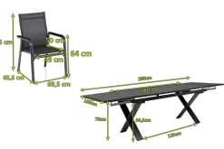 Best BasicPlus Premium Garten-Essgruppe, anthr., Alu/Spraystone, Tisch 180/280 cm, 8 Stapelsessel Garten-Essgruppen|Aluminium-Gartenmöbel