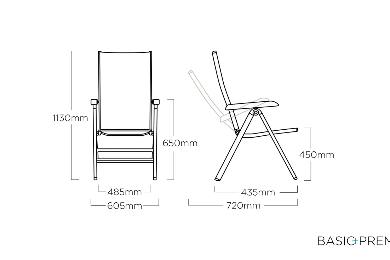 Hot Basic Plus Premium Klappstuhl, silber/lakritz, Alu/Outdoorgewebe,0102401-0000 Aluminium-Gartenmöbel|Gartenstühle & Gartensessel