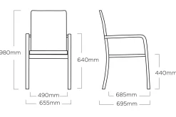 Sale BasicPlus Premium, silber/ lakritz, Alu/Outdoorgewebe, 4 Stapelsessel (0102405-0000) Garten-Essgruppen