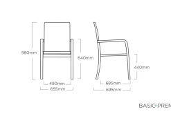 Sale Basic Plus Premium Stapelsessel, silber/lakritz, Alu/Outdoorgewebe, 0102405-0000 Gartenstühle & Gartensessel
