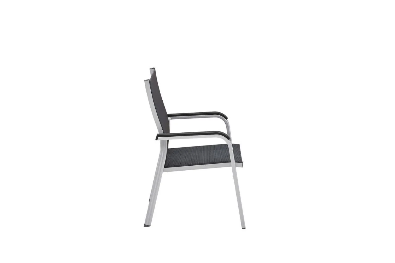 Sale Basic Plus Premium Stapelsessel, silber/lakritz, Alu/Outdoorgewebe, 0102405-0000 Gartenstühle & Gartensessel