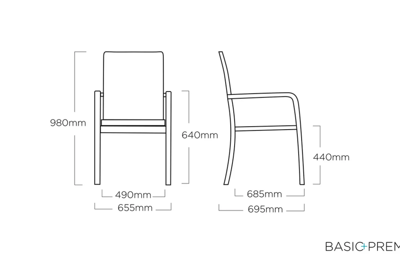 Sale Basic Plus Premium Stapelsessel, silber/lakritz, Alu/Outdoorgewebe, 0102405-0000 Gartenstühle & Gartensessel