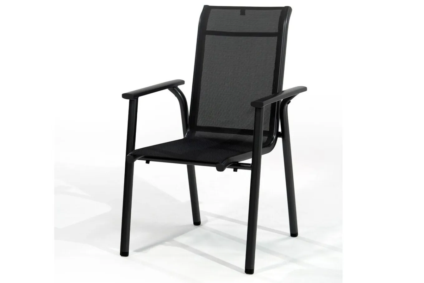 Best BasicPlus Pro Balkon-Set, anthrazit, Aluminium/Textilene/KETTALUX, 80 x 80 cm, 2 Stapelstühle Balkonmöbel-Set