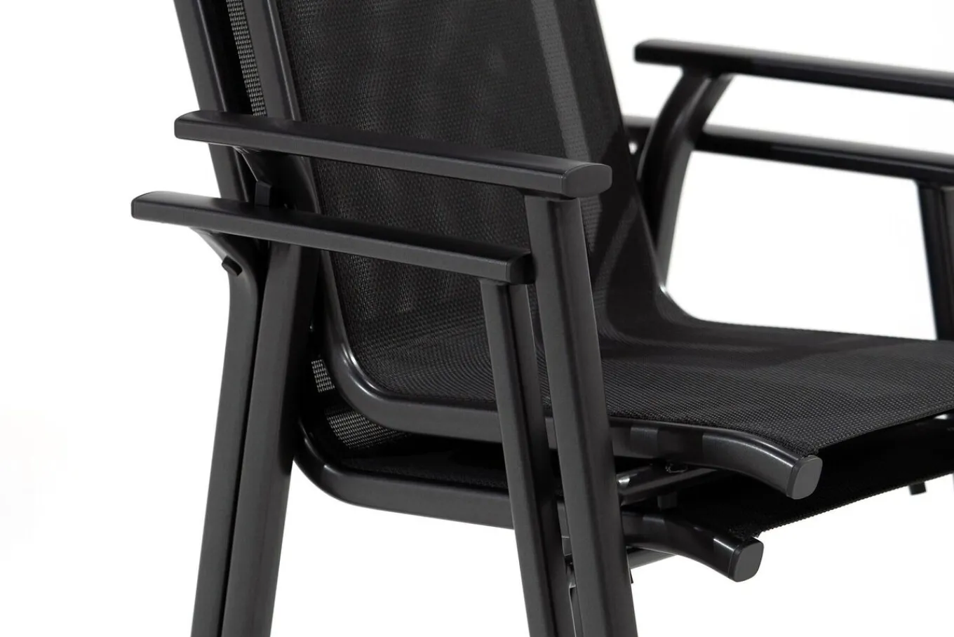 Best BasicPlus Pro Balkon-Set, anthrazit, Aluminium/Textilene/KETTALUX, 80 x 80 cm, 2 Stapelstühle Balkonmöbel-Set