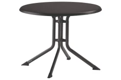 New BasicPlus Pro Balkon-Set, anthrazit, Aluminium/KETTALUX/Textilene, Tisch Ø 70 cm, 2 Klappstühle, schmutzabweisend Balkonmöbel-Set
