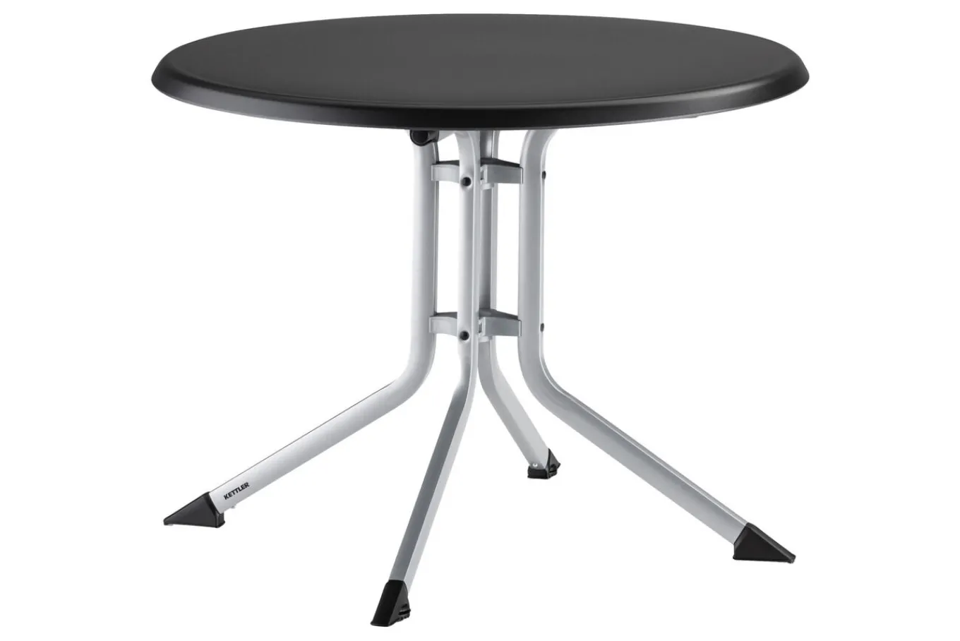 Best BasicPlus Pro Balkon-Set, silber/anthrazit, Aluminium/Textilene/KETTALUX, Tisch Ø 70 cm, klappbar, 2 Stapelsessel Balkonmöbel-Set|Aluminium-Gartenmöbel