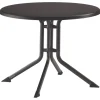 Discount BasicPlus Pro Balkon-Set, anthrazit, Aluminium/KETTALUX/Textilene, Tisch Ø 70 cm, rund, 2 Stapelsessel Balkonmöbel-Set|Aluminium-Gartenmöbel