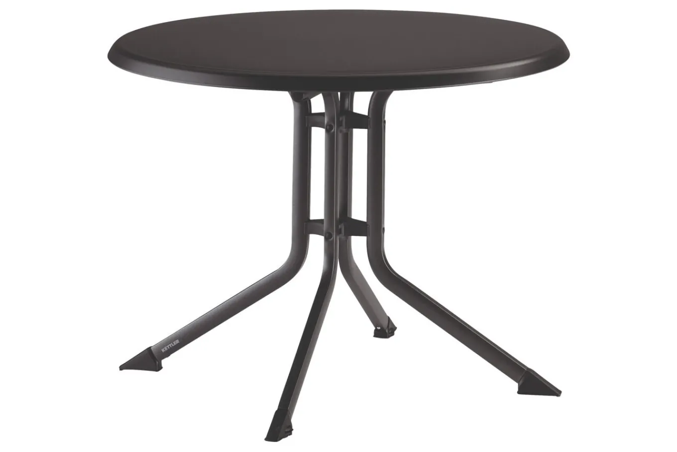 Discount BasicPlus Pro Balkon-Set, anthrazit, Aluminium/KETTALUX/Textilene, Tisch Ø 70 cm, rund, 2 Stapelsessel Balkonmöbel-Set|Aluminium-Gartenmöbel