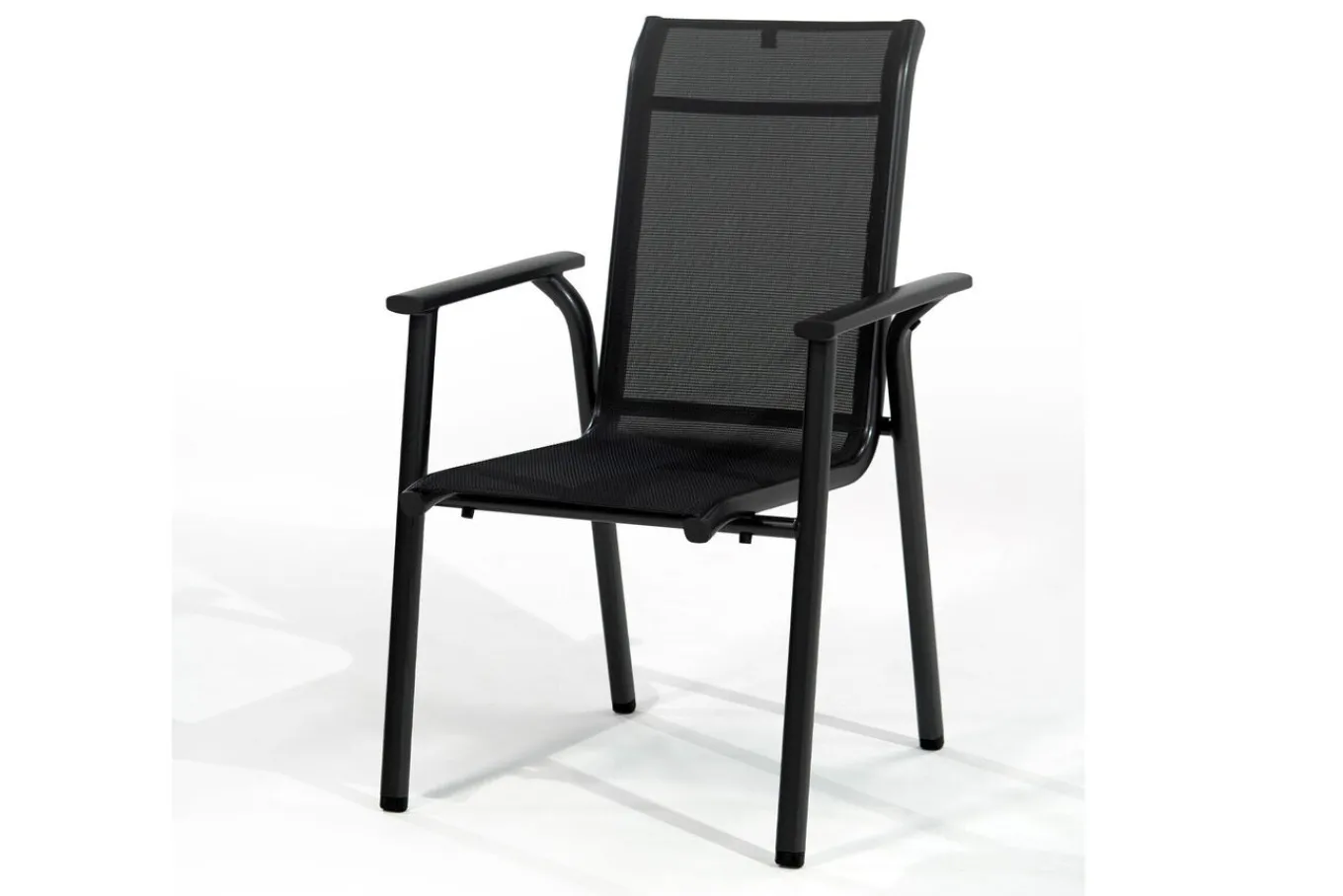 Discount BasicPlus Pro Balkon-Set, anthrazit, Aluminium/KETTALUX/Textilene, Tisch Ø 70 cm, rund, 2 Stapelsessel Balkonmöbel-Set|Aluminium-Gartenmöbel
