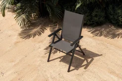 Sale BasicPlus Pro Balkon-Set, anthrazit, Alu/Textilene, Ø100 x 74 cm, 2 Klappstühle, geeignet für Balkone Garten-Essgruppen