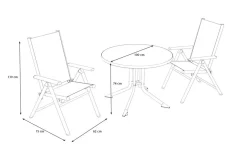 Sale BasicPlus Pro Balkon-Set, anthrazit, Alu/Textilene, Ø100 x 74 cm, 2 Klappstühle, geeignet für Balkone Garten-Essgruppen