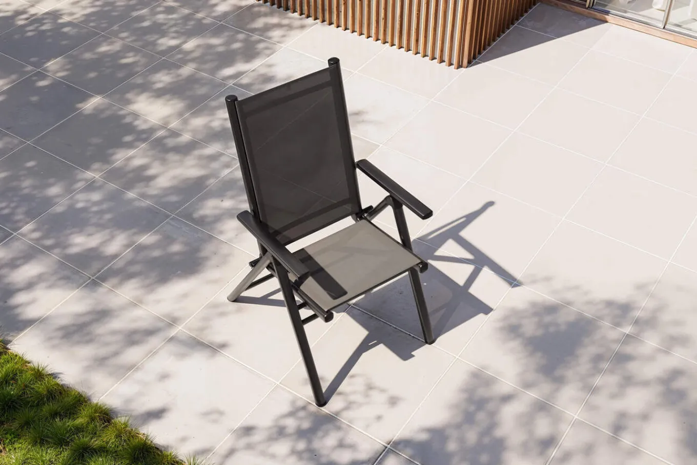 Sale BasicPlus Pro Balkon-Set, anthrazit, Alu/Textilene, Ø100 x 74 cm, 2 Klappstühle, geeignet für Balkone Garten-Essgruppen