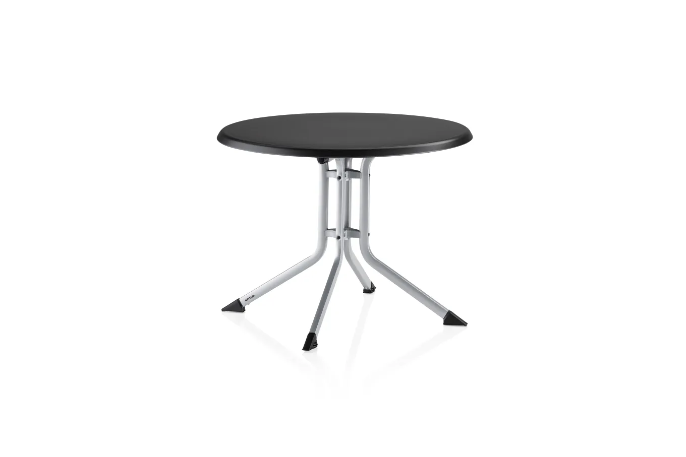 Sale BasicPlus Pro Balkon-Set, silber/anthrazit, Alu/Textilene, Tisch Ø100 cm, 2 Klappstühle Garten-Essgruppen