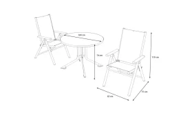 Sale BasicPlus Pro Balkon-Set, silber/anthrazit, Alu/Textilene, Tisch Ø100 cm, 2 Klappstühle Garten-Essgruppen