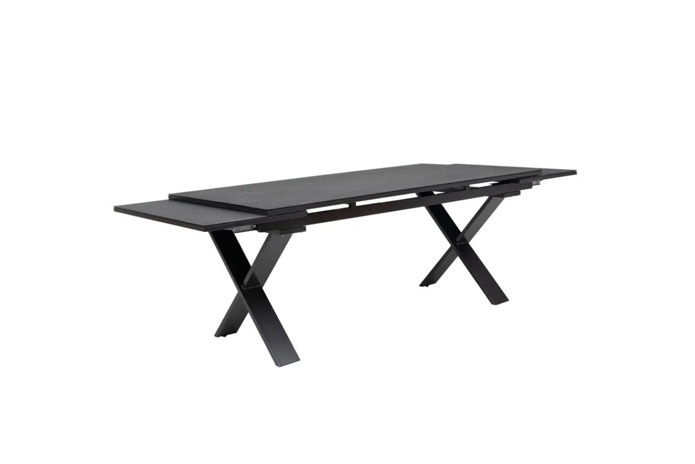 Discount BasicPlus Pro Garten-Essgruppe, anthrazit, Alu/Textilene/Spraystone, Tisch 180/280 x 100 cm, 8 Stapelsessel Garten-Essgruppen