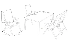 Best BasicPlus Pro Garten-Essgruppe, silber/anthrazit, Alu/Textilene, Tisch 160 x 95 cm, 4 Klappstühle Garten-Essgruppen