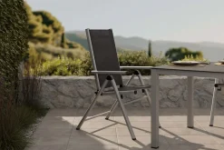 Best BasicPlus Pro Garten-Essgruppe, silber/anthrazit, Alu/Textilene, Tisch 160 x 95 cm, 4 Klappstühle Garten-Essgruppen