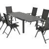 Clearance BasicPlus Pro Garten-Essgruppe, 6 Personen, ausziehbarer Tisch 160–260 cm, Alu/Textilene, Exklusivmodell Garten-Essgruppen