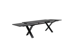 Discount BasicPlus Pro Garten-Essgruppe, anthrazit, Alu/Textilene/Spraystone, Tisch ausziehbar 180/280 cm, 8 Klappstühle Garten-Essgruppen