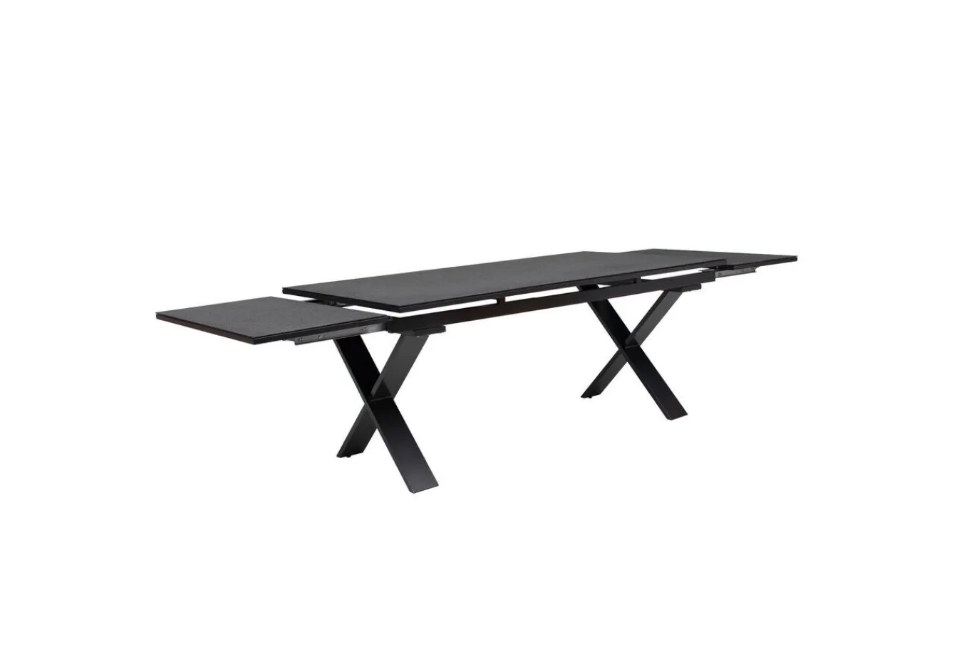 Discount BasicPlus Pro Garten-Essgruppe, anthrazit, Alu/Textilene/Spraystone, Tisch ausziehbar 180/280 cm, 8 Klappstühle Garten-Essgruppen
