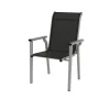 Sale BasicPlus Pro Garten-Essgruppe, silber/anthrazit, Alu/Textilene, Tisch 160 x 90 cm, 6 Stapelsessel Garten-Essgruppen