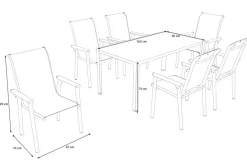 Sale BasicPlus Pro Garten-Essgruppe, silber/anthrazit, Alu/Textilene, Tisch 160 x 90 cm, 6 Stapelsessel Garten-Essgruppen