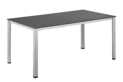 New BasicPlus Pro Garten-Essgruppe, silber/anthrazit, Alu/Textilene, Tisch 160 x 95 cm, 6 Klappstühle Garten-Essgruppen