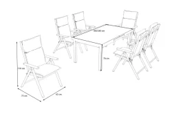 New BasicPlus Pro Garten-Essgruppe, anthrazit/natur, Alu/Textilene/Glas, Tisch ausziehbar 180/240 cm, 6 Klappstühle inkl. Auflagen Garten-Essgruppen
