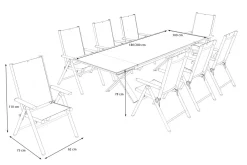 Clearance BasicPlus Pro Garten-Essgruppe, silber/anthrazit, Alu/Textilene, Spraystone-Tischplatte 180/280 x 100 cm, 8 Klappstühle Garten-Essgruppen