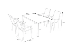 Outlet BasicPlus Pro Garten-Essgruppe, silber/anthrazit, Alu/Textilene, Tisch 160 x 95 cm, 4 Stapelstühle Garten-Essgruppen