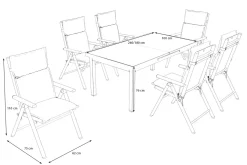 Best BasicPlus Pro Garten-Essgruppe, silber/anthrazit, Alu/Textilene, 180/240 x 100 cm, 6 Klappstühle inkl. 6 Auflagen Garten-Essgruppen