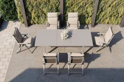 Outlet BasicPlus Pro Garten-Essgruppe, 6 Personen inkl. Sitzkissen, ausziehbarer Tisch 180–240 cm, Aluminium/Textilene Garten-Essgruppen