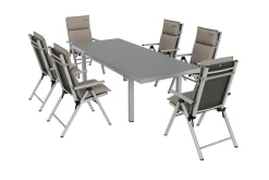 Outlet BasicPlus Pro Garten-Essgruppe, 6 Personen inkl. Sitzkissen, ausziehbarer Tisch 180–240 cm, Aluminium/Textilene Garten-Essgruppen