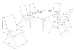 Hot BasicPlus Pro Garten-Essgruppe, anthrazit, Alu/Textilene/Spraystone, Tisch 160 x 95 cm, 6 Klappstühle Garten-Essgruppen