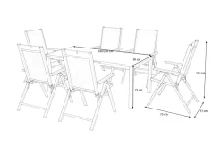 Discount BasicPlus Pro Garten-Essgruppe, anthrazit, Alu/Textilene/Spraystone, ausziehbare Tischplatte 180/240 x 100 cm, 6 Klappstühle Garten-Essgruppen