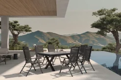 New BasicPlus Pro Garten-Essgruppe, 6 Personen, ausziehbarer Tisch 200–260 cm, Aluminium/Textilene Garten-Essgruppen