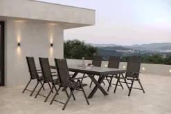New BasicPlus Pro Garten-Essgruppe, 6 Personen, ausziehbarer Tisch 200–260 cm, Aluminium/Textilene Garten-Essgruppen