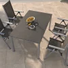 Hot BasicPlus Pro Garten-Essgruppe, silber/anthrazit, Alu/Textilene/Sicherheitsglas, 160 x 95 cm, 4 Klappstühle Garten-Essgruppen