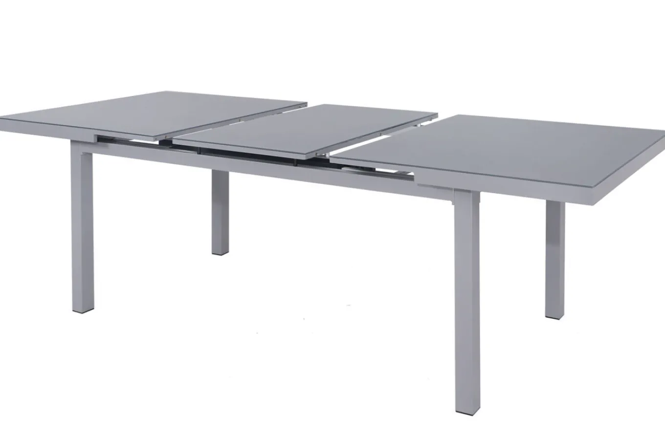 Discount BasicPlus Pro Garten-Essgruppe, silber/anthrazit, Alu/Textilene, ausziehbarer Tisch 180/240 x 100 cm, 6 Stapelsessel Garten-Essgruppen